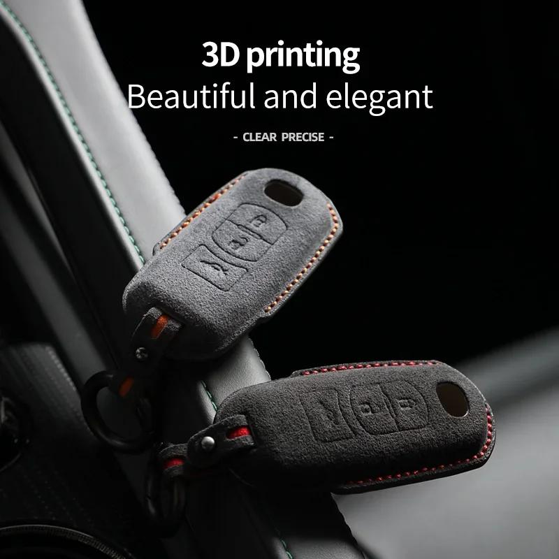 Interior Mouldings Alcantara Suede Car Key Case Cover For Mazda CX50 CX60 CX90 2 3 5 6 CX3 CX5 CX7 CX9 CX8 Keychain Remote Prote