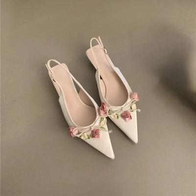 Fashion New Spring and Autumn Fashion Flower Sweet Pointed Shallow Mouth Bow Needle Buckle Casual Thin High Heel Women's Shoes