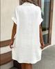 2026 Women's Mid-length Single-breasted Solid Color Short Sleeve Casual Dress