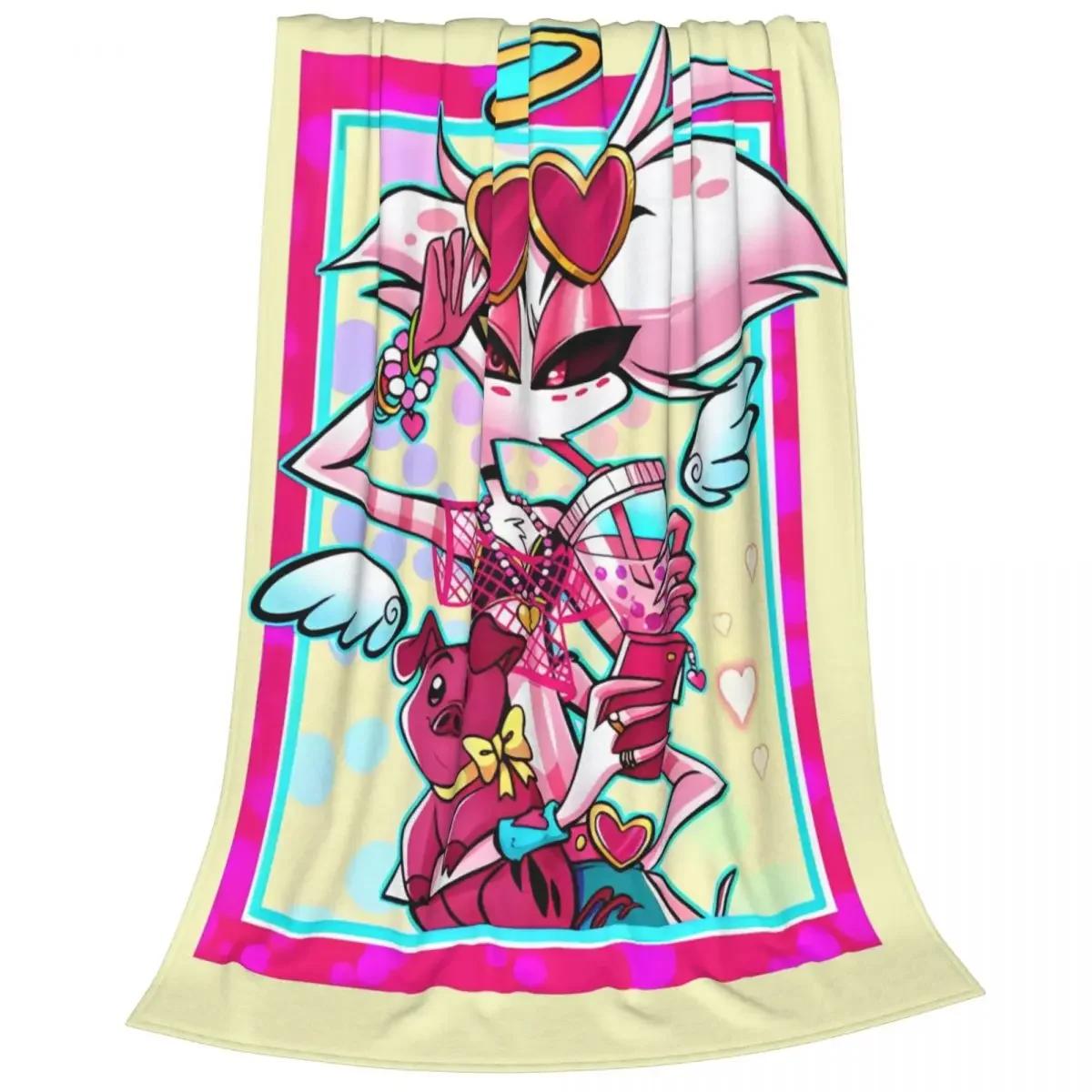 

Cute Hazbins Hotels Angel Dust And Fat Nugget Blankets Velvet Soft Throw Blanket for Airplane Travel Bed Rug# 75X95CM сірий колір