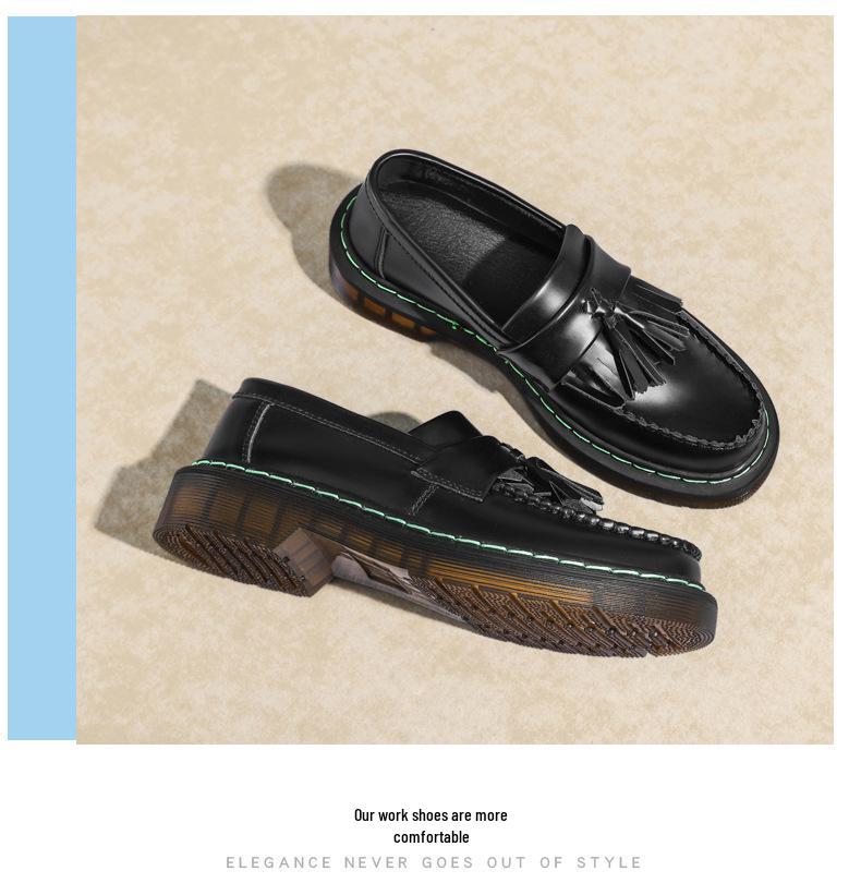 Mocasines de Cuero Versátiles para Mujer y Botines Martin de Punta Redonda de Caña Baja - Estilo Británico Casual