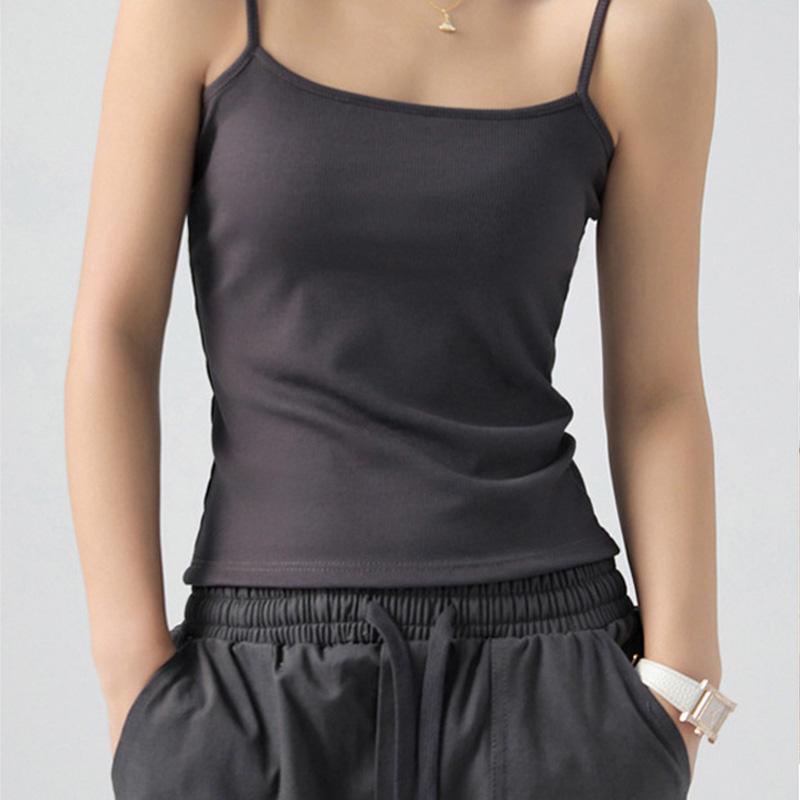 Summer Basic Tanks Spaghetti Strap Camis Solid Stretch Tops for Women Sleeveless Slim Fit Basic Solid Knitted Camisole