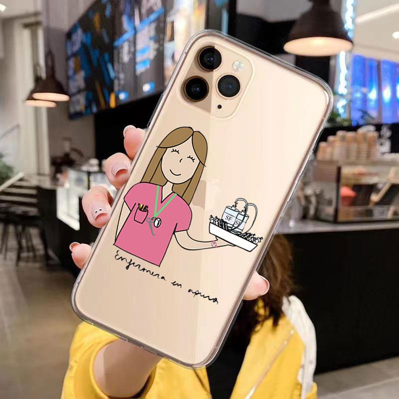 Španělsko Kreslený Lék Doktor Sestra Měkký Kryt na Telefon Pro iphone 13 Pro Max 11 Pro Max 6 7 8 Plus 12 Pro X XR XS Max Kreslený Kryt
