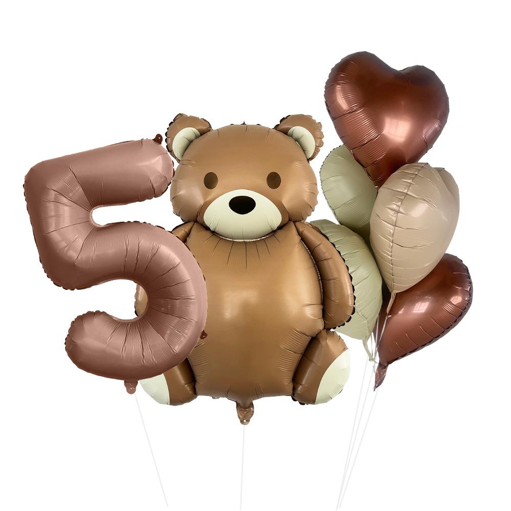 Matte Bear Aluminum Film Balloon Set Love Digital Children'S Birthday Party Decoration Decoration Bear Birthday Party