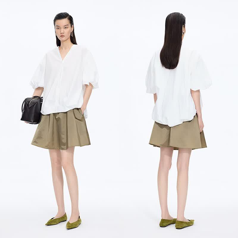 JNBY 2026 Summer A-line Loose V-neck Shirt 5Q6211970