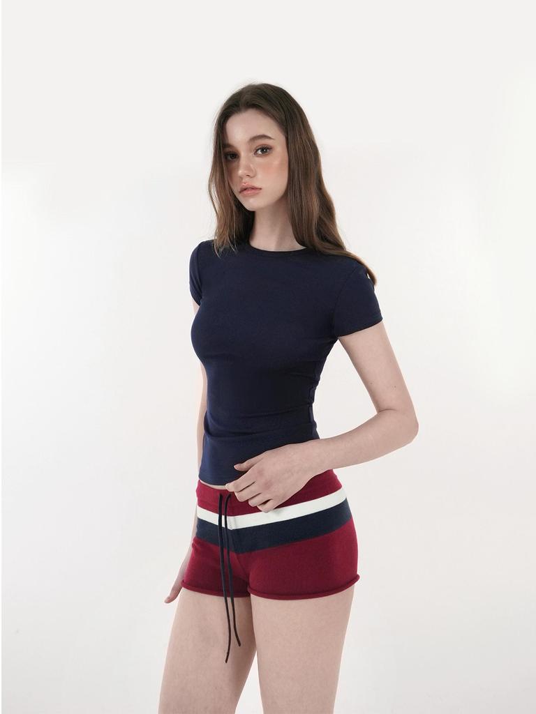 European & American Slim Fit High-Elastic Short-Sleeve T-Shirt: Breathable, Figure-Flattering, Petite Base Top
