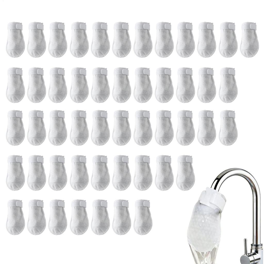50pcs Faucet Filter Cotton Splash-Proof Portable Pouch Faucet Filter For Kitchen Sink For Scale Sediment Silt Sand