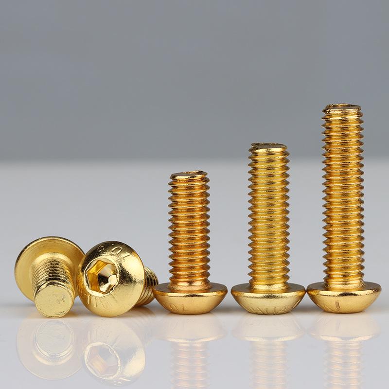 Titanium Gold Semicircular Head Hex Socket Screws - M2.5 to M8 Pan Head Sizes