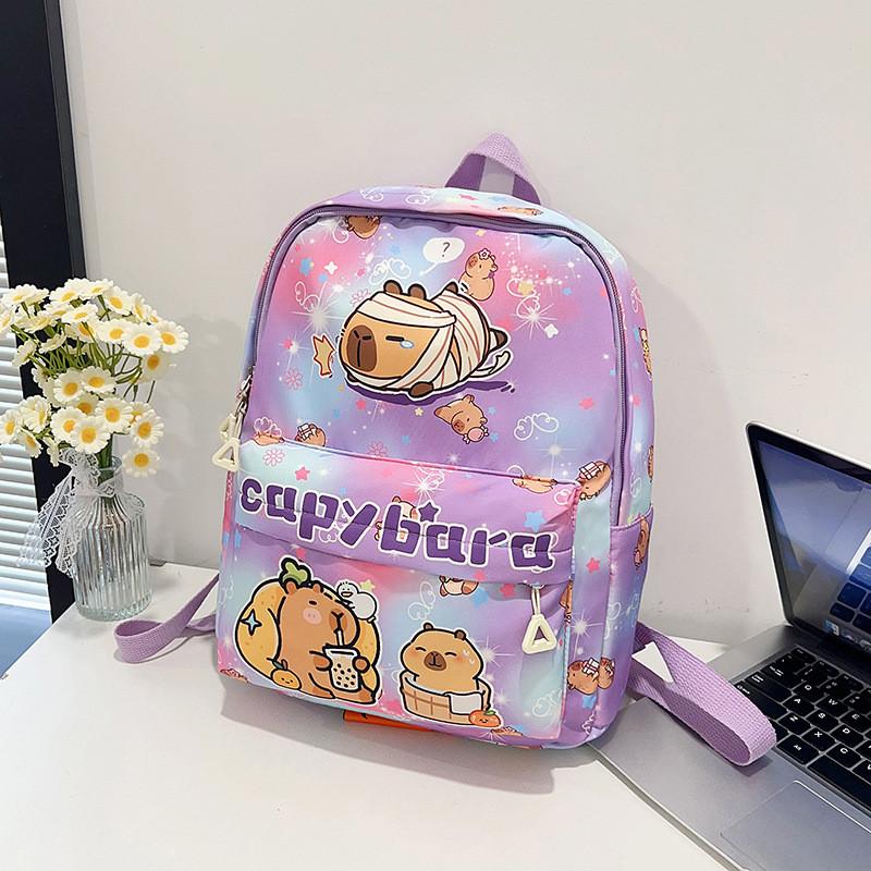 Cartoon Capybara Cute Car Bath Singing Printed Children Large Backpack Capacity