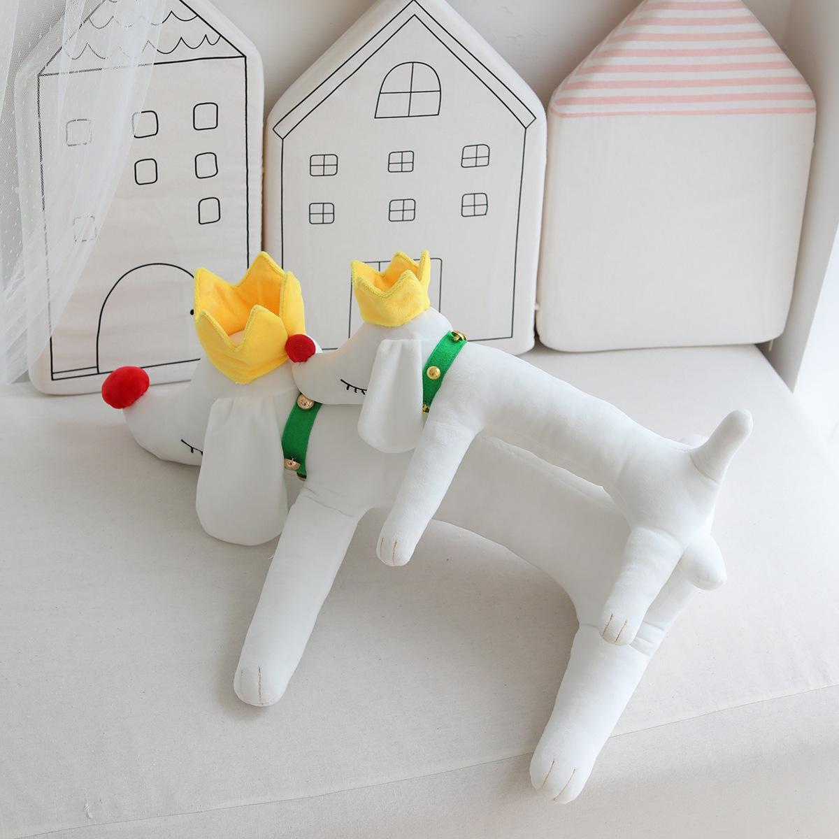 

Cute crown dog throw pillow plush toy doll lying down dog doll girl bed sleeping soothing doll 40*36cm（0.2kg）