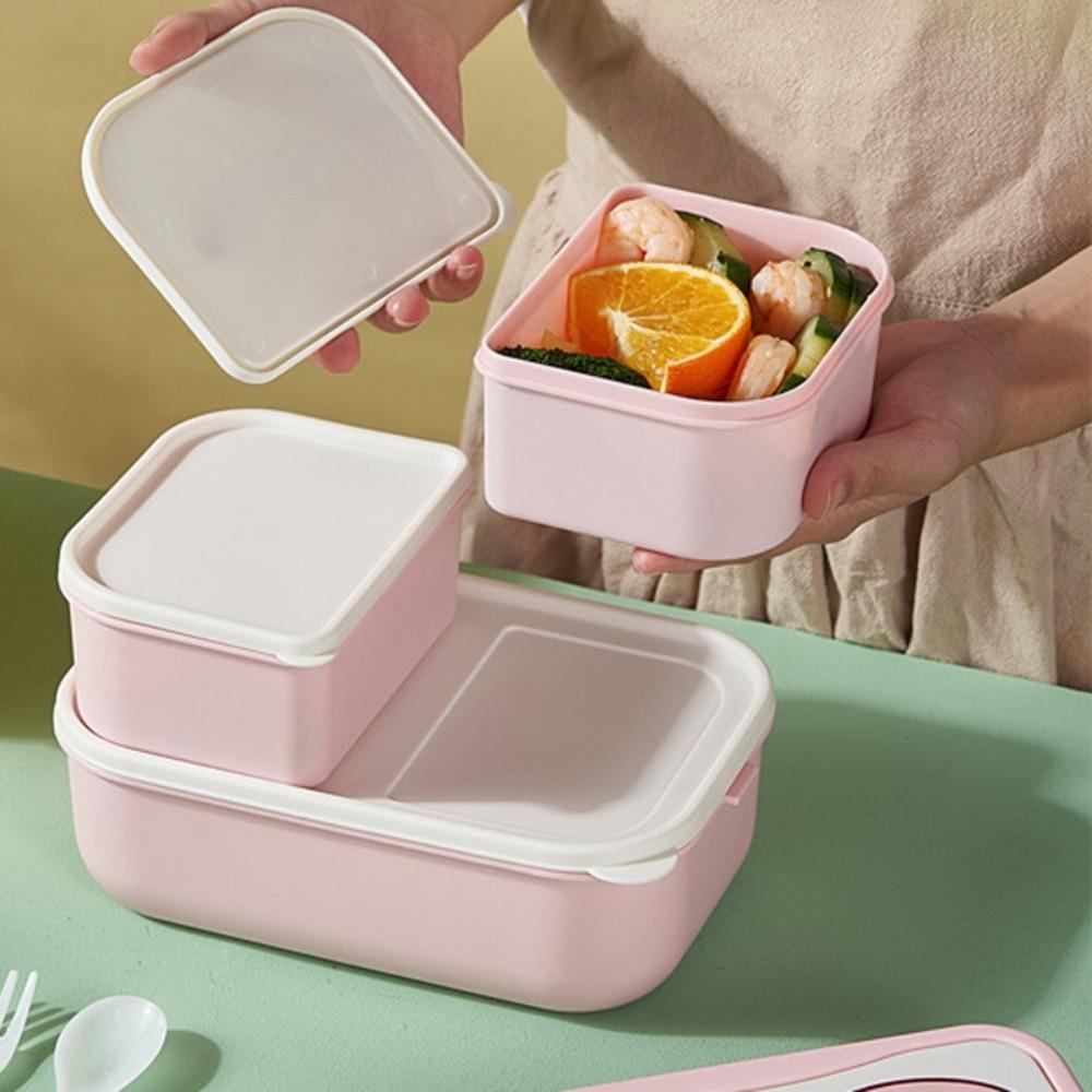 Drop-proof Plastic Lunch Box Double Layered Compartment Lunch Box Cartoon Lunch Box  Worker