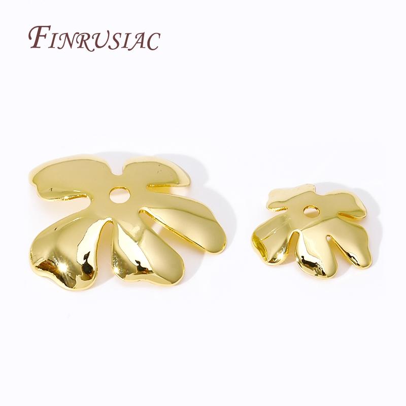 End Caps For Jewelry 18K Gold Plated Brass Flower Caps Beads Caps DIY Jewelry Making Supplies Earrings Accessories For Women