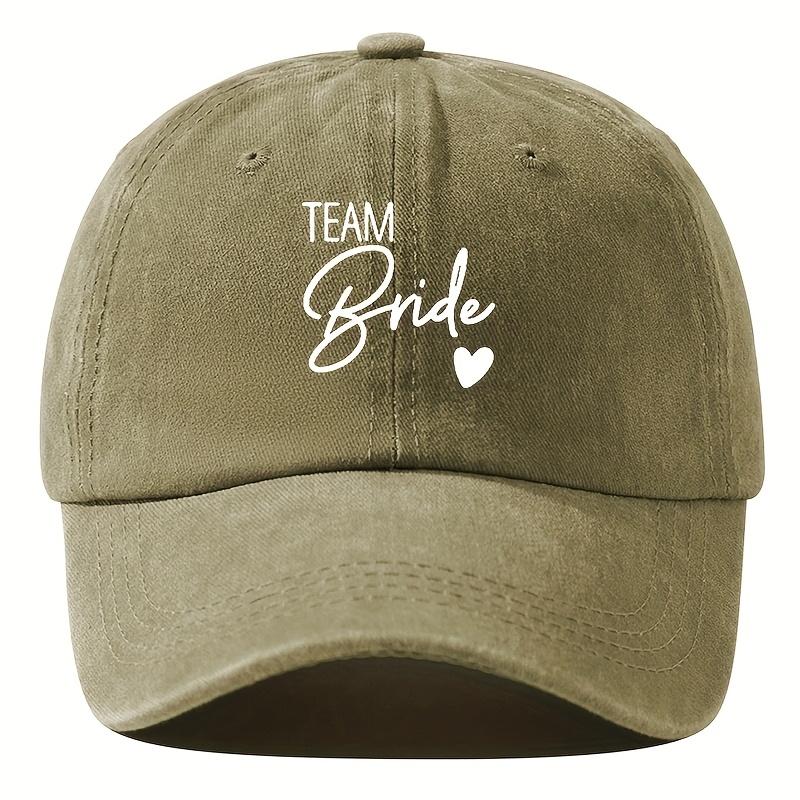 MenS Navy Blue Baseball Cap with Team Bride Heart Design Adjustable Polyester Sports Style Perfect for Outdoor Activit
