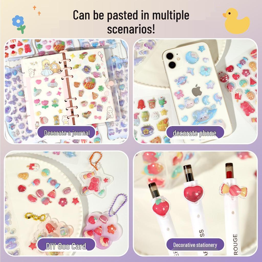 Creative 3D Cartoon Embossed Stickers for Kids – Waterproof Decorative Stickers for Girls.