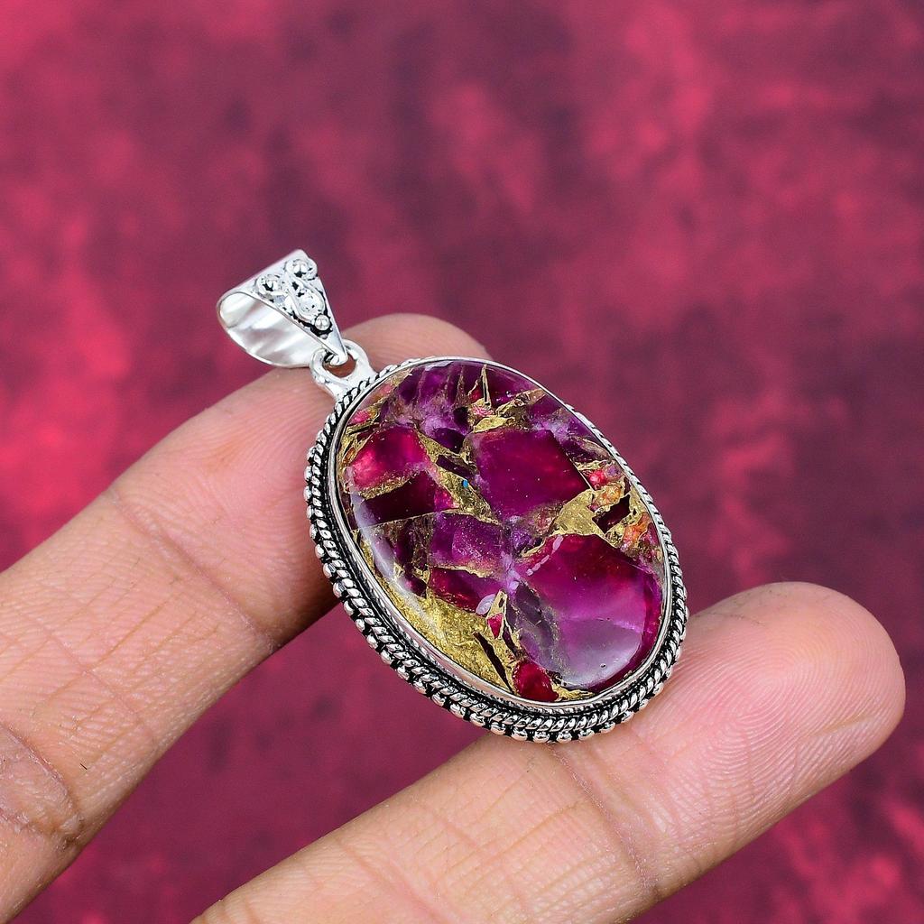 Spiny Cooper Pink Tourmaline Pendant, 925 Solid Sterling Silver Jewelry, Gemstone Pendant, Gift For Her Handmade Dainty Jewelry