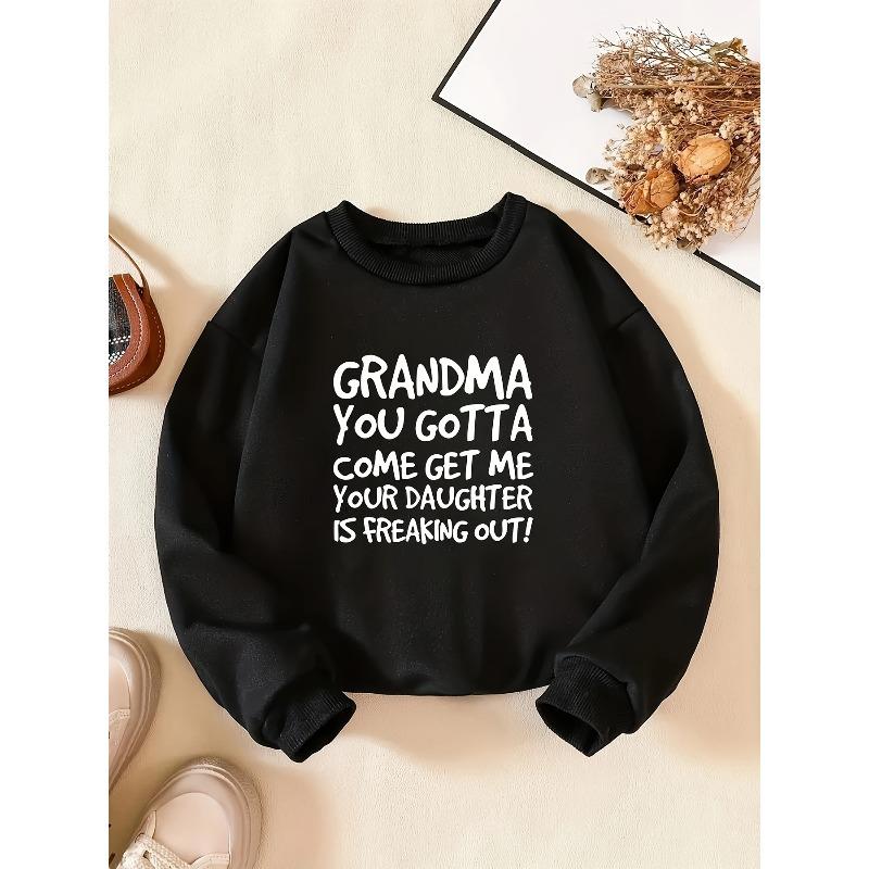 Kids Sweatshirt Round Neck Pullover Sweatshirt with Creative Lettering, Holiday Gift, Casual Comfortable Kids' Outdoor Fashion Sweatshirt