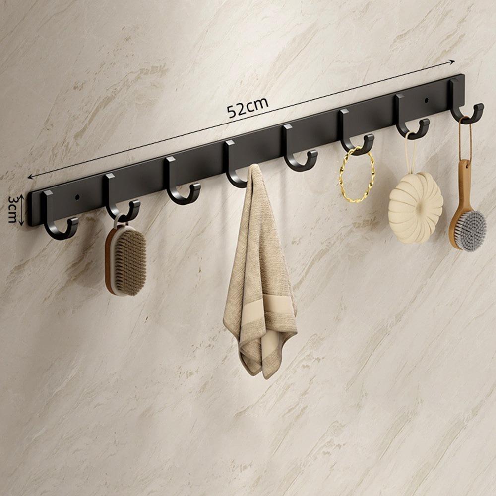 Aluminum Alloy Wall Mounted Hook Rack Strong Adhesive Space Saving Towel Rack Hook Heavy Duty Load Bearing 3-8 Hooks
