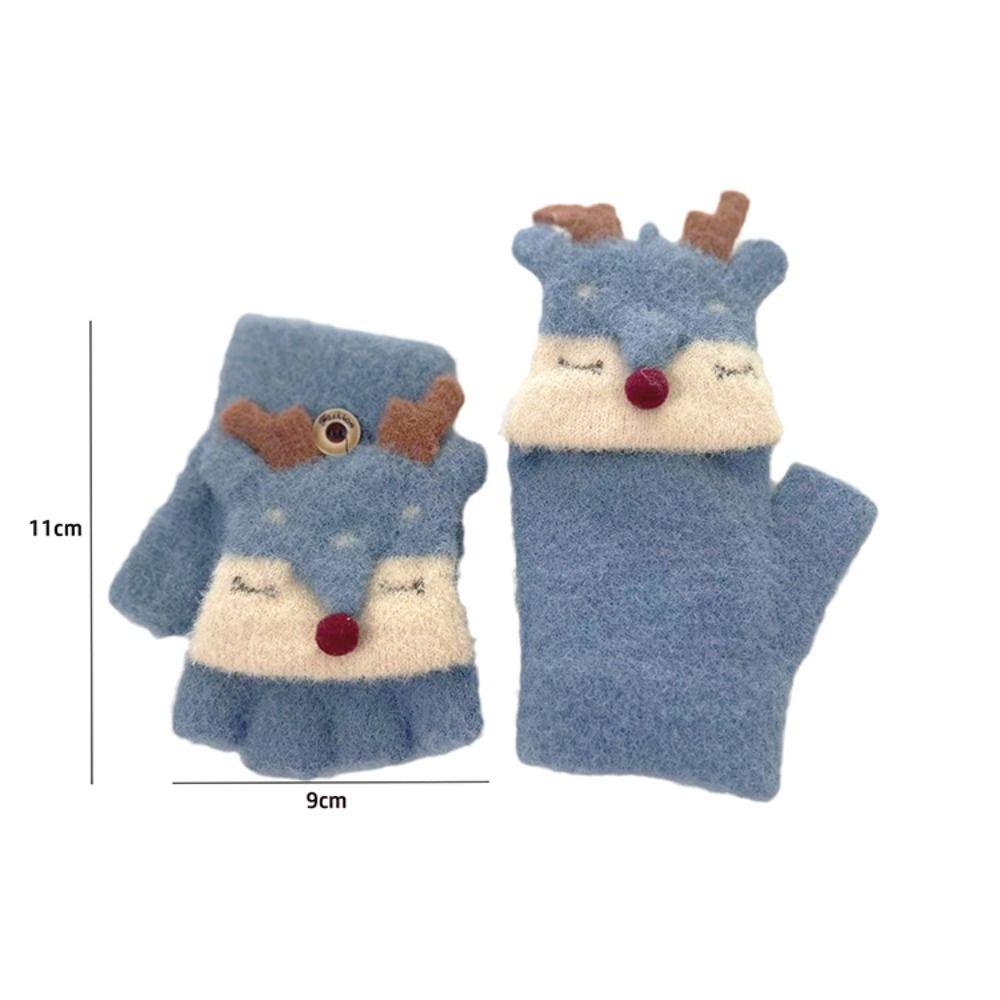 Winter Warm Knitting Mittens Breathable Fingerless Gloves Lovely Kids Gloves  Boys Girls