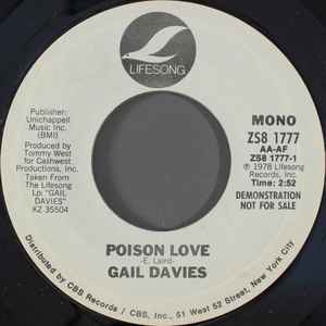 

7inch Record GAIL DAVIES - Poison Love ZS81777 Lifesong 1978 US Folk Used