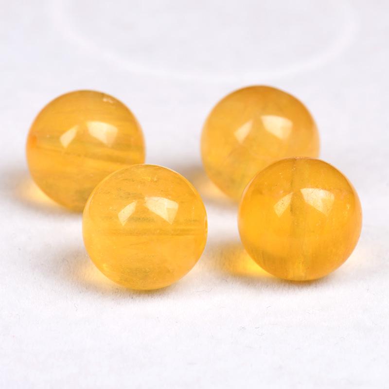 Natural Citrine & Frosted Fluorite Beads for DIY Jewelry - Yellow Rabbit Hair Color, Round Loose Beads for Accessories