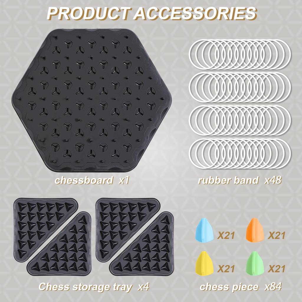 AIUAZA Dreieckskette Strategiebrett Strategiespiel für Kinder Erwachsene Party Familienspiel Dreieck Gummiband Geometrisches Schachspieler Spiel, 6-8-12,