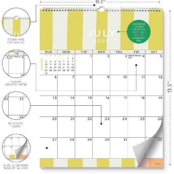 S&O Palm Beach 2026 Wall Calendar - Tear-Off Monthly Calendar through December 2026-18 Month Academic Wall Planner - Hanging Organizer to Track