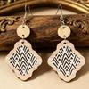 Stylish Wooden Diamond Pattern Earrings - Enhances Your Features.