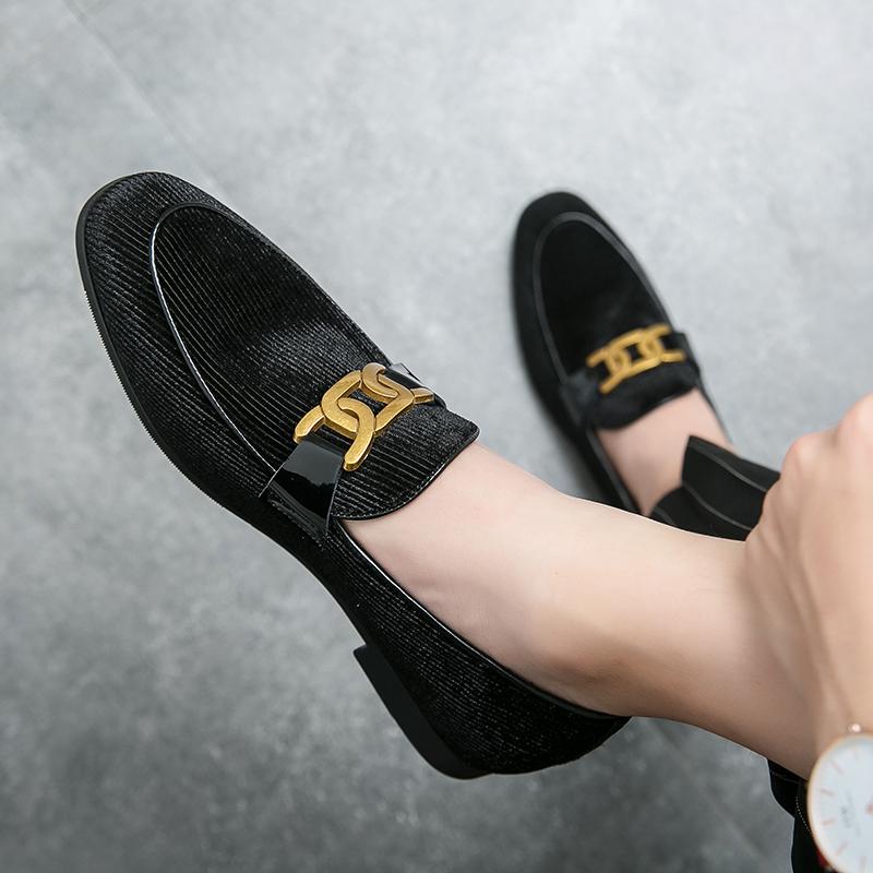 Fashion Spring New Breathable Anti Slip Bean Trendy Leather Shoes Fashion Brand Comfortable Pointed Headlight Core Velvet Men's Loafers