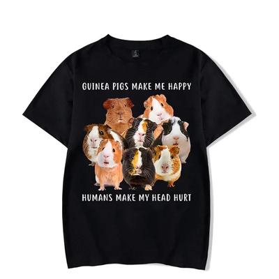 Świnki Morskie Sprawiają, Że Jestem Szczęśliwy Graficzny T-shirt Zabawny Łapa Moda Harajuku T-shirt Hip Hop Męski Markowy T-shirt Trend Oversize T-shirt#Kolor