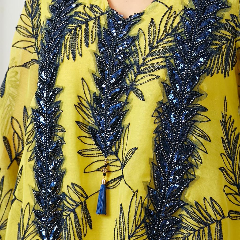 Eid al-Adha Embroidered Arabic Dress: Dubai Evening Gown for Muslim Women