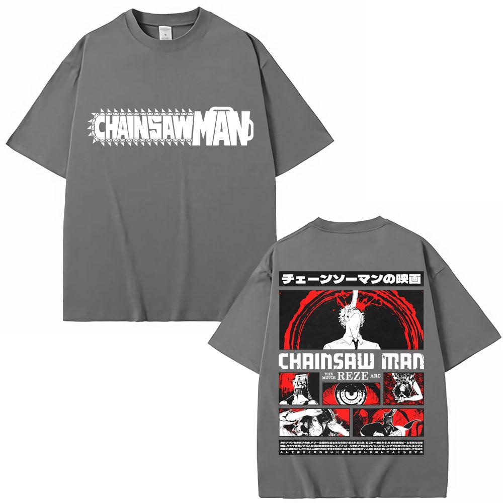 90s Japanese Anime Chainsaw Man Graphic T Shirt Men Women Fashion Vintage Cartoon Tshirt Oversized Cotton Summer T-shirts