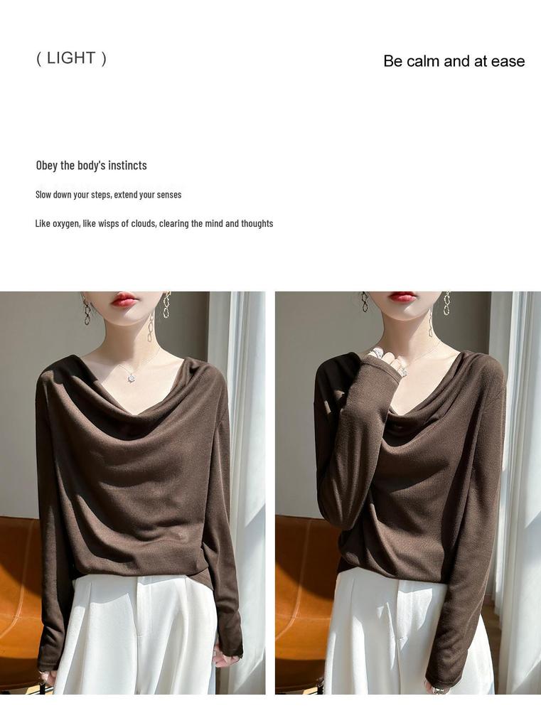 Women's Off-Shoulder Knit Sweater: Flattering, Soft, and Versatile for Autumn and Winter.