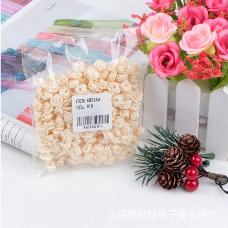 

50 шт. 1 см 1,5 см Мини Ручная работа Лента Роза Сделай сам Аксессуары для волос, Аксессуары, Декоративные цветы из ленты Beige * 1.5