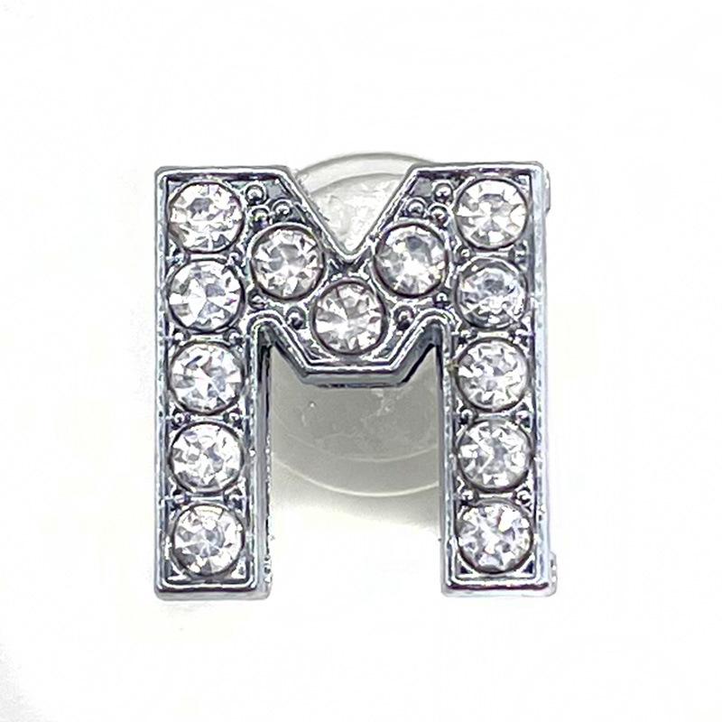 Charms Scarpe Diamante Strass Scintillante Lettera Argento Cristallo Alfabeto Decorazioni Scarpe Gioielli Slider Braccialetto Braccialetti