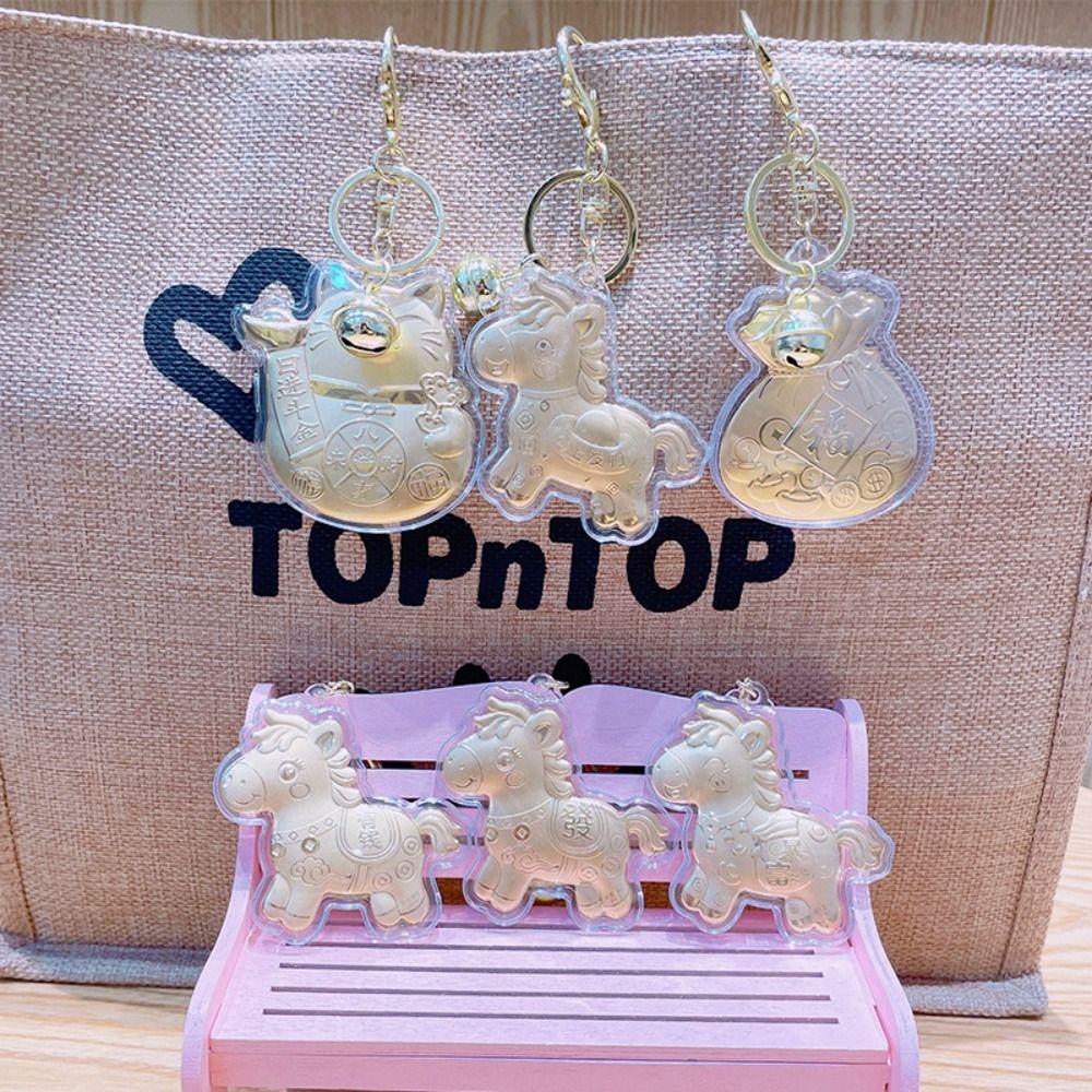 Wealthy Gold Horse Keychains Cartoon Design Bag Pendant Zodiac Horse Keychains  Chinese New Year