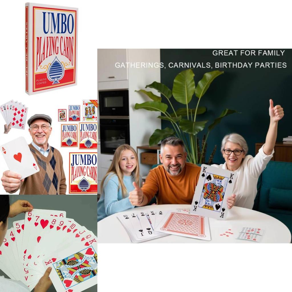 Family Card Game Deck With Large Paper Playing Cards For Party And Game Night