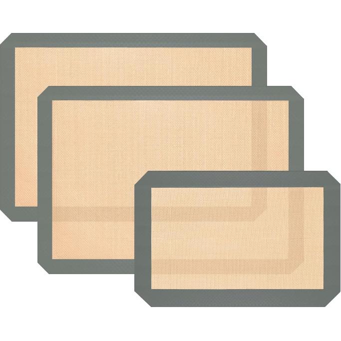 Silicone Baking Mat, Baking Sheets Non Stick, Silicone Mats for Baking, 3 Pcs for Cookies, Bread and Pastry, Baking Supplies for Oven, Grey