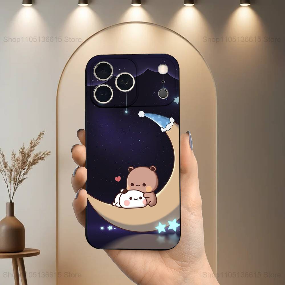 Cute B-BuBu D-DuDu Phone Case For iPhone 17,16,15,14,13,12,11,Plus,Pro Max,XS,X,XR,SE,Mini,8,7,Soft Silicone Black Cover