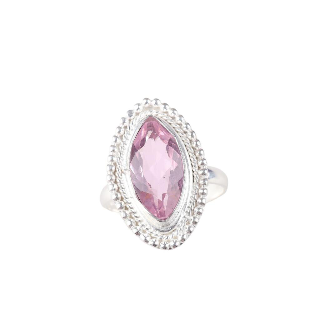 Natural Morganite Gemstone 925 Sterling Silver Jewelry Handmade Ring For Wedding RR-26-3
