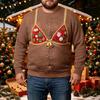 Men's Corduroy Long Sleeve Neck Christmas Print Pullover Top