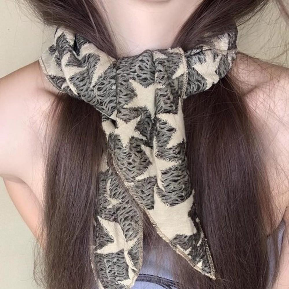 Wasteland Style Star Hair Scarf Hip Hop Knitted Tube Top Headwear Y2K Hip Scarf Streetwear