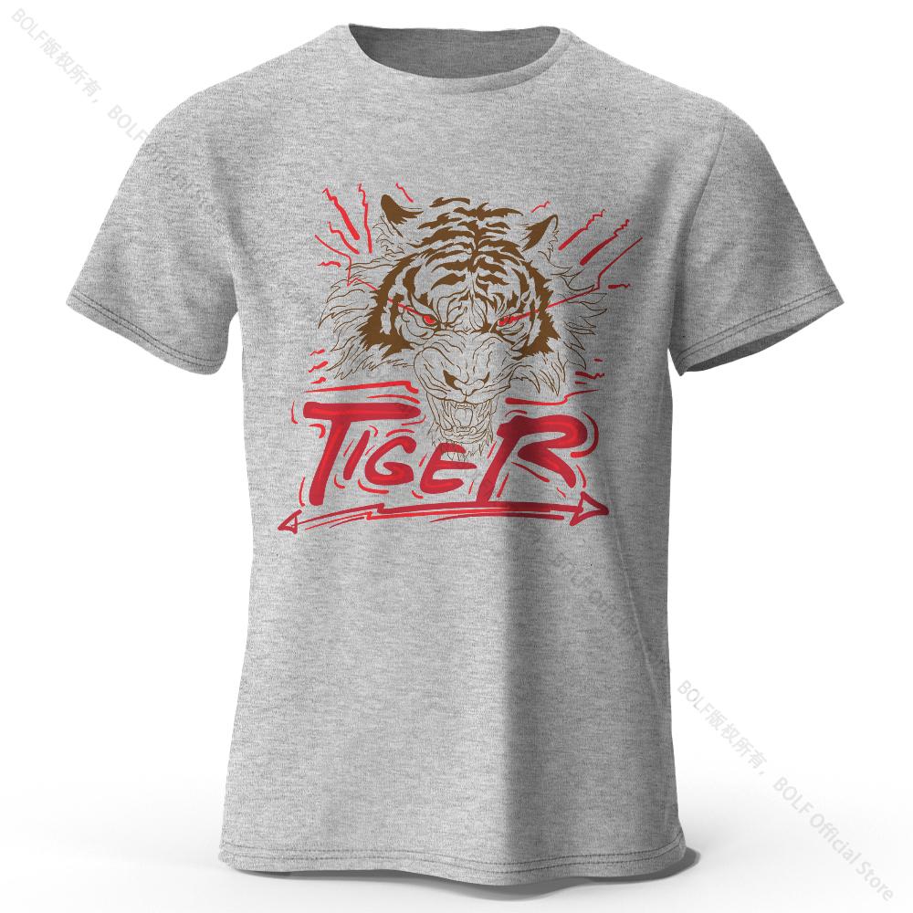 Cultural Tiger Motif Printed 100% Cotton T-Shirt, Soft & Comfortable Round Neck Short Sleeve Tee for Men & Women