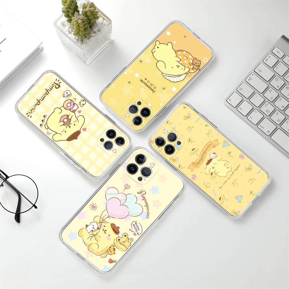 Cartoon P-Pompompurins Schattige Transparante Telefoonhoesje Voor IPhone 16 15 14 13 12 11 Pro Max Plus Zacht Hoesje
