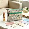 Japanese Floral Canvas Coin Purse Double Zipper Wallet Small Card Holder Cash Pouch Multi Pocket Change Purse for Women