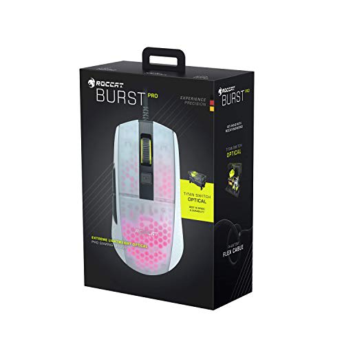 ROCCAT Burst Pro Ultralight Professional Optical Gaming Mouse (Light 68g, Titan Switch Optical, Optical Owl-Eye 16K Dpi, Translucent, RGB AIMO Lightin