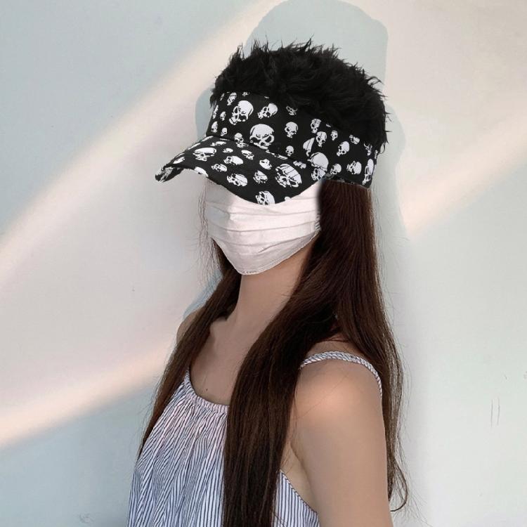 Hairy Baseball Hat Sports Fan Headgear Wigs Prank Cosplay Accessories