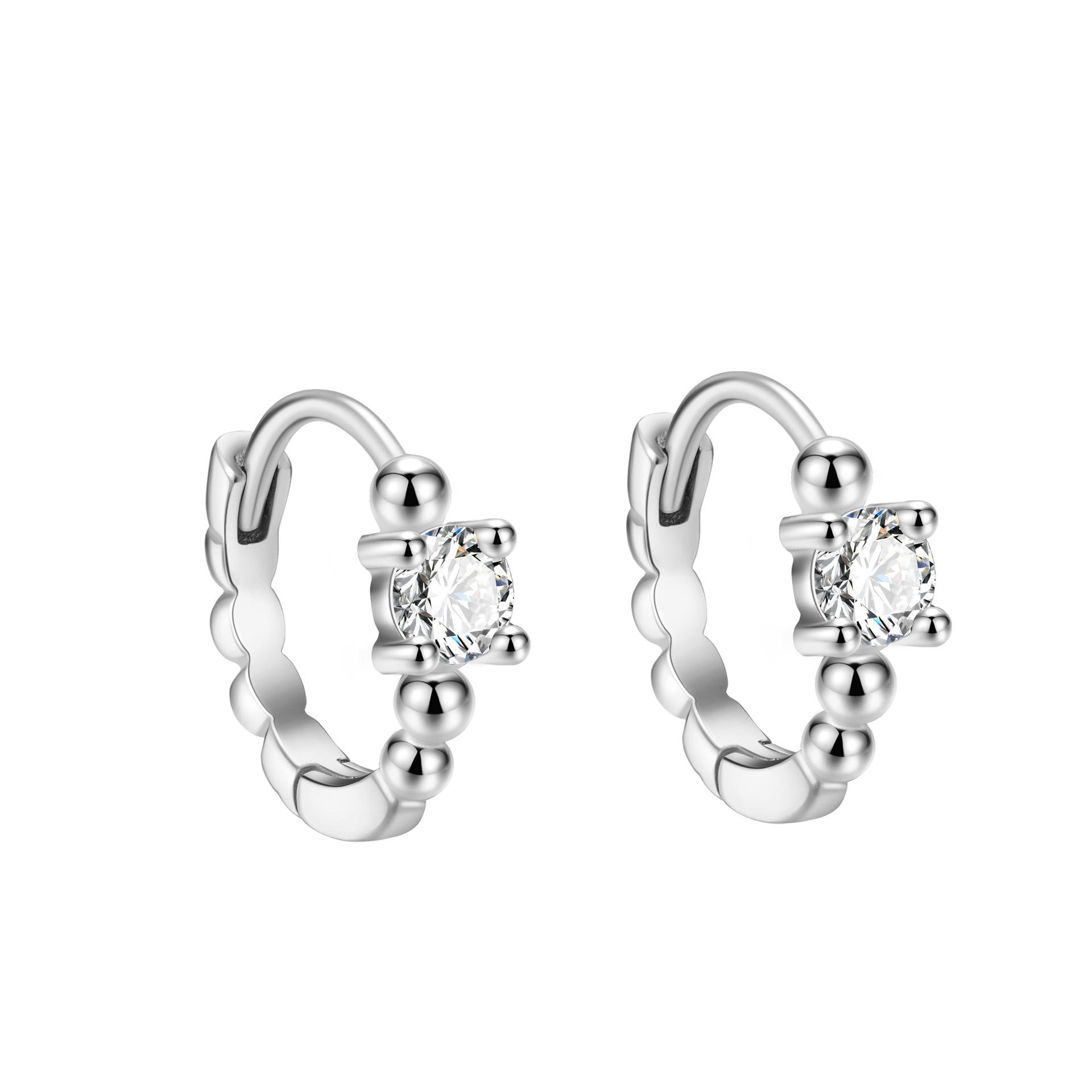 925 Sterling Silver Geometric Circle Earrings with Zircon Hypoallergenic Earrings Dainty Trendy Jewelry Gift серебряный