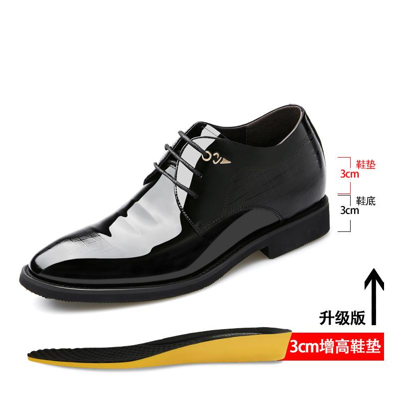 

inner height increase leather shoes men s 8cm height increase 6cm business men s leather shoes leather patent leather pointed tip photo knot wedding 44