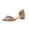 Baotou Sandals Women's Summer 2025 New Pointed Thick Heel Rhinestone Bow High Heel Single Shoes
