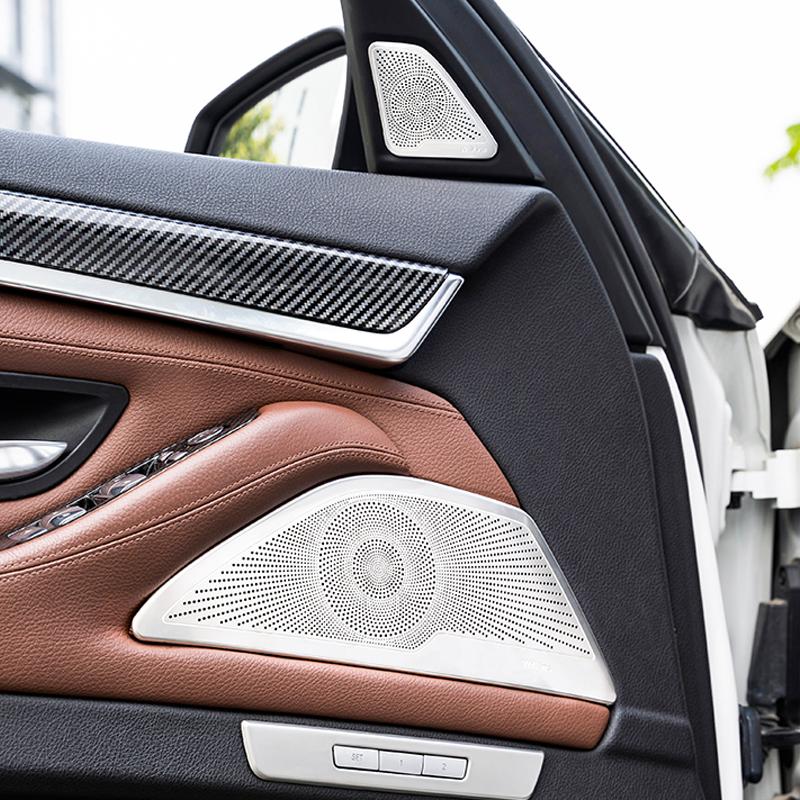 For BMW 5 Series F10 F11 2011-2016 Stainless Steel Cars Front Door Stereo Panel Speaker Decorative Cover Interior Accessories